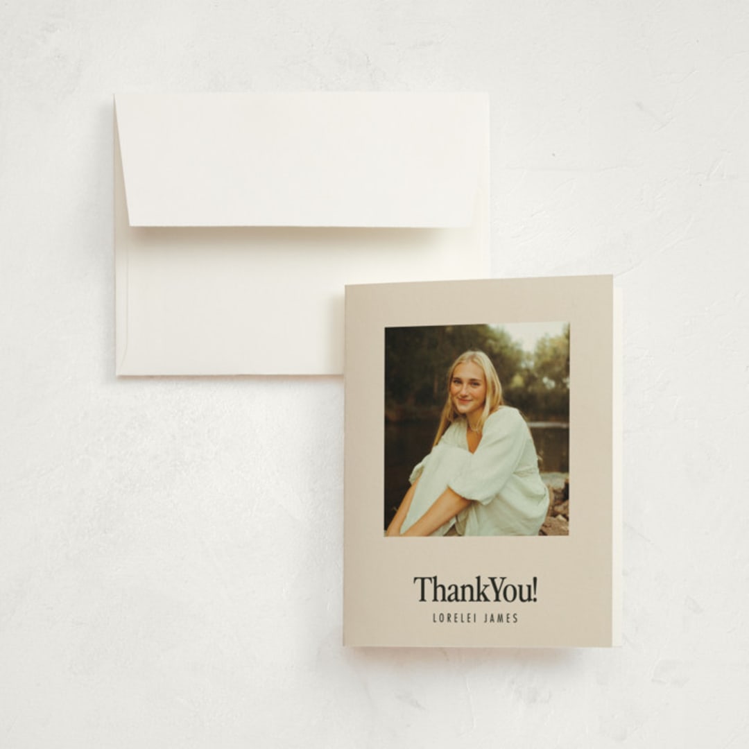 "Persistence" - Graduation Thank You Cards in Cream by Nazia Hyder - Front