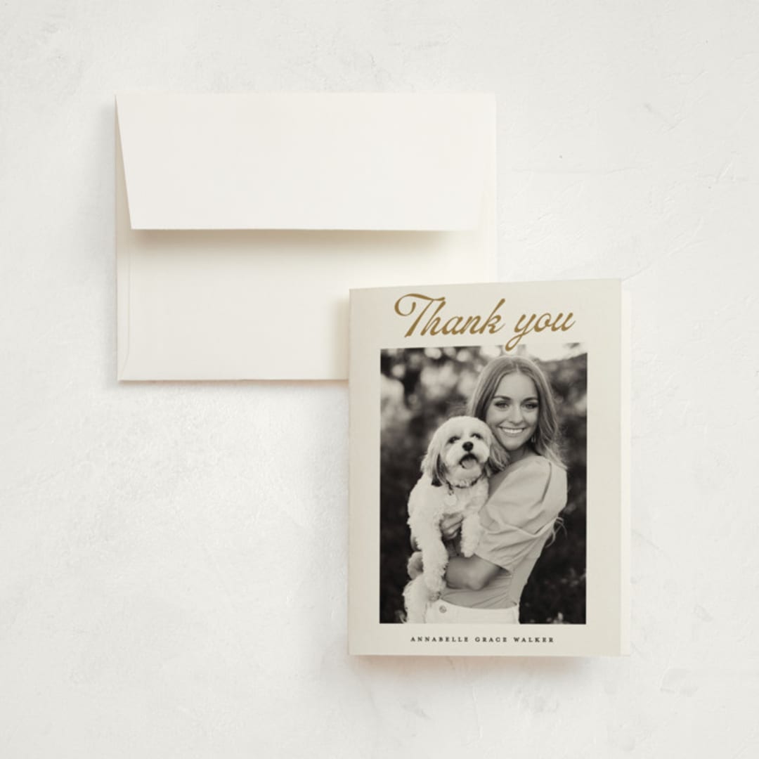"vintage script" - Graduation Thank You Cards in Golden by Maja Cunningham - Front