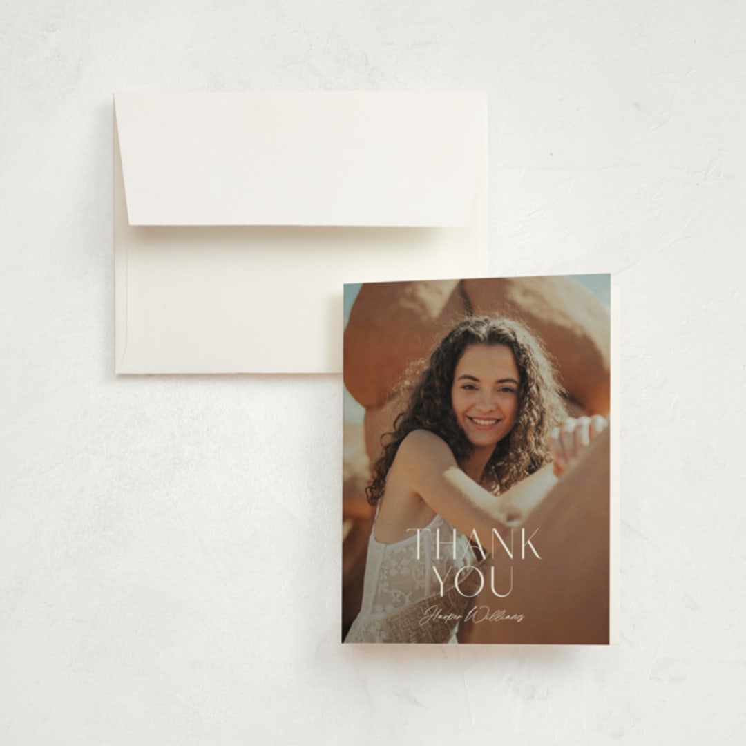 "Momentous" - Graduation Thank You Cards in Salt by Jessica Williams - Front