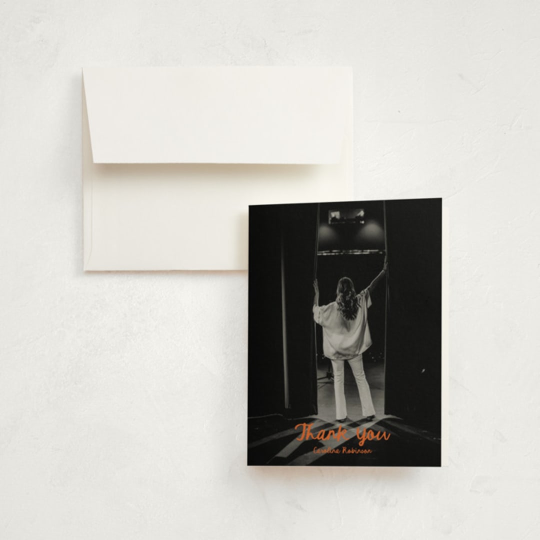 "The Edge" - Graduation Thank You Cards in Mango by Gwen Bedat - Front