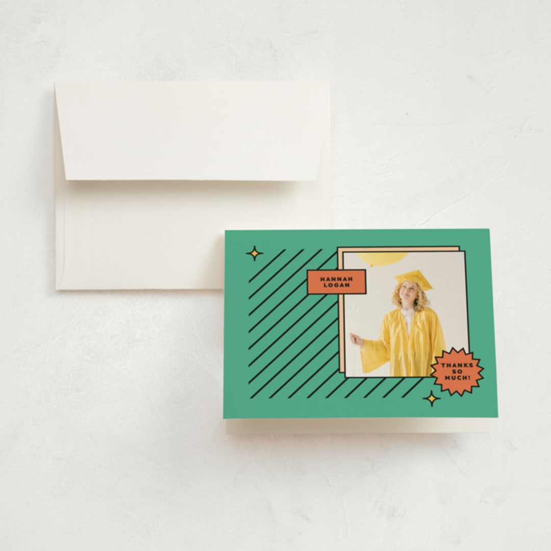 "Fun Grad" - Graduation Thank You Cards in Mint by Chryssi Tsoupanarias - Front
