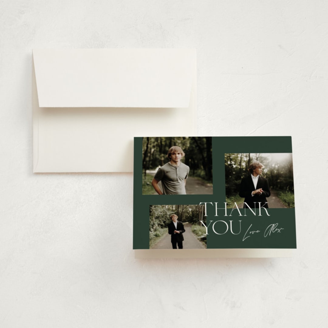 "Troi" - Graduation Thank You Cards in Forest by Kelly Schmidt - Front