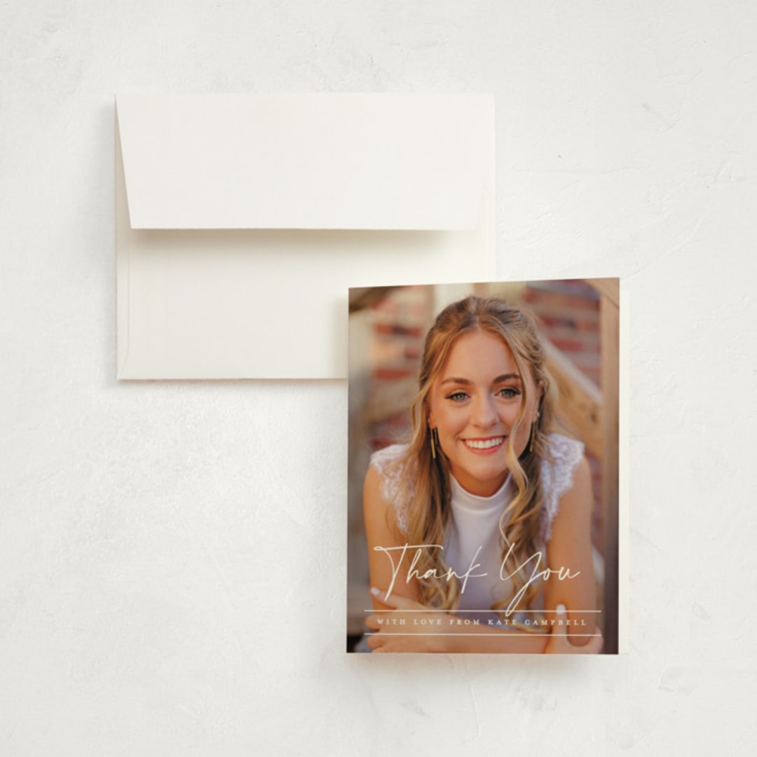 "Signature Grad" - Graduation Thank You Cards in Linen by Erica Krystek - Front