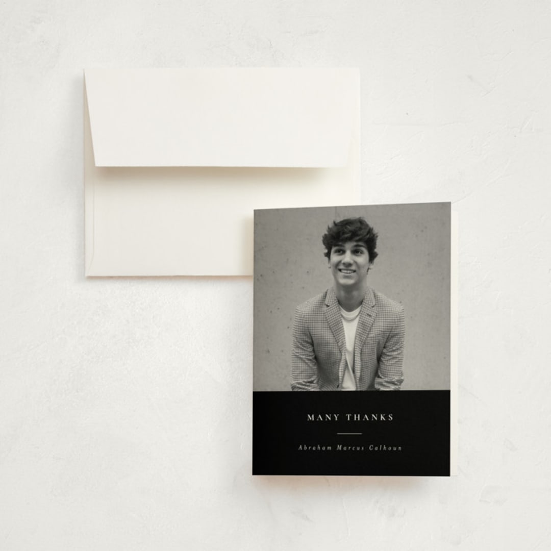 "Distinguished" - Graduation Thank You Cards in Noir by Meggy Masters - Front