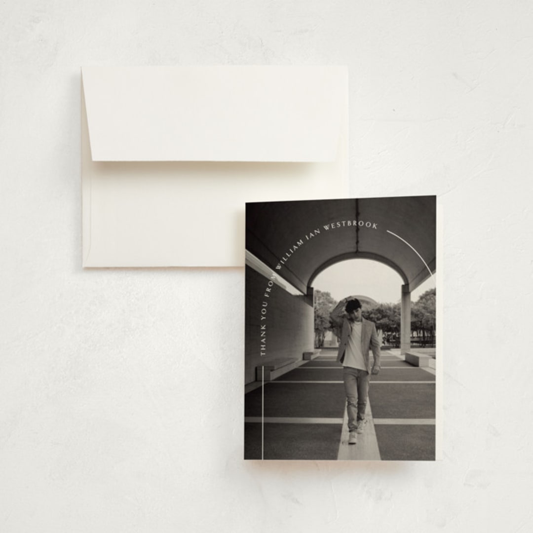 "Arc" - Graduation Thank You Cards in Quartz by Erin Deegan - Front