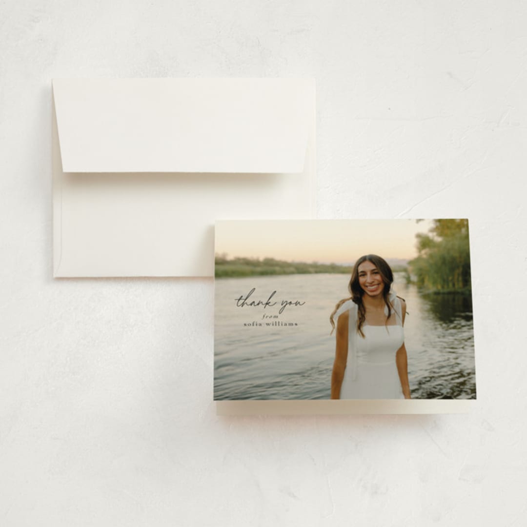 "high script" - Graduation Thank You Cards in Onyx by Eric Ransom - Front