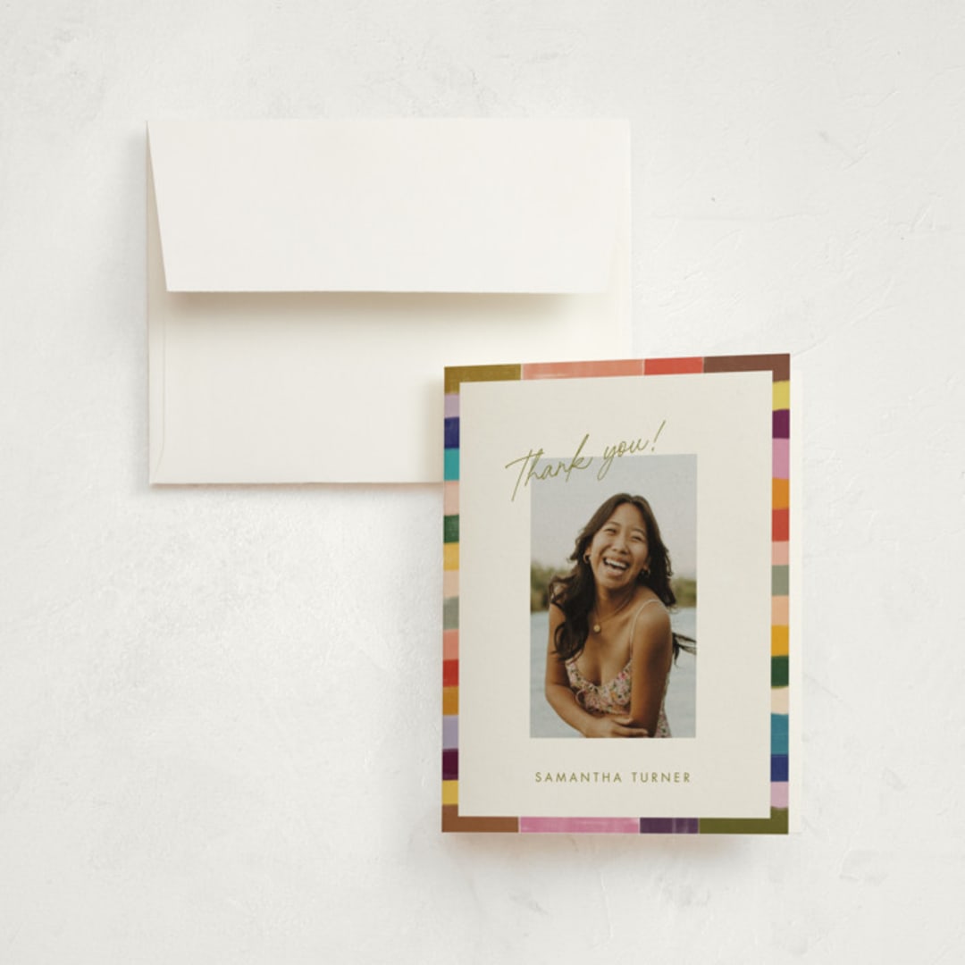 "Colorful Scallop" - Graduation Thank You Cards in Olive by Sierra Lee - Front