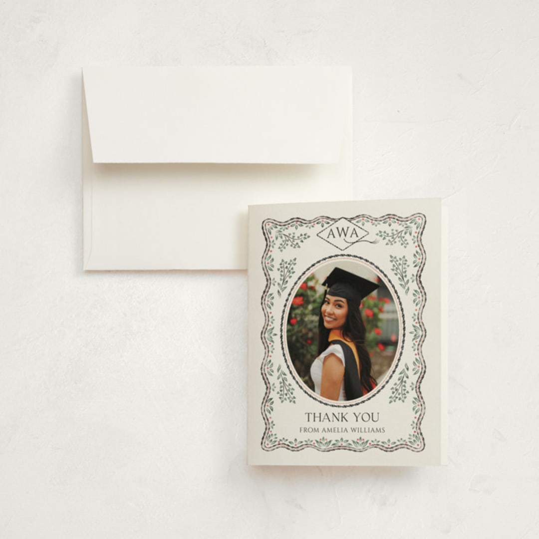 "Ivy Grad" - Graduation Thank You Cards in Linen by Paper Sun Studio - Front