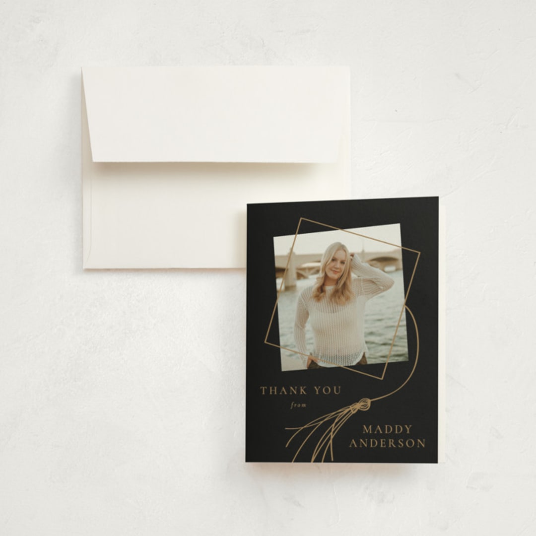 "Tassel Dance" - Graduation Thank You Cards in Chalkboard by Beth Murphy - Front