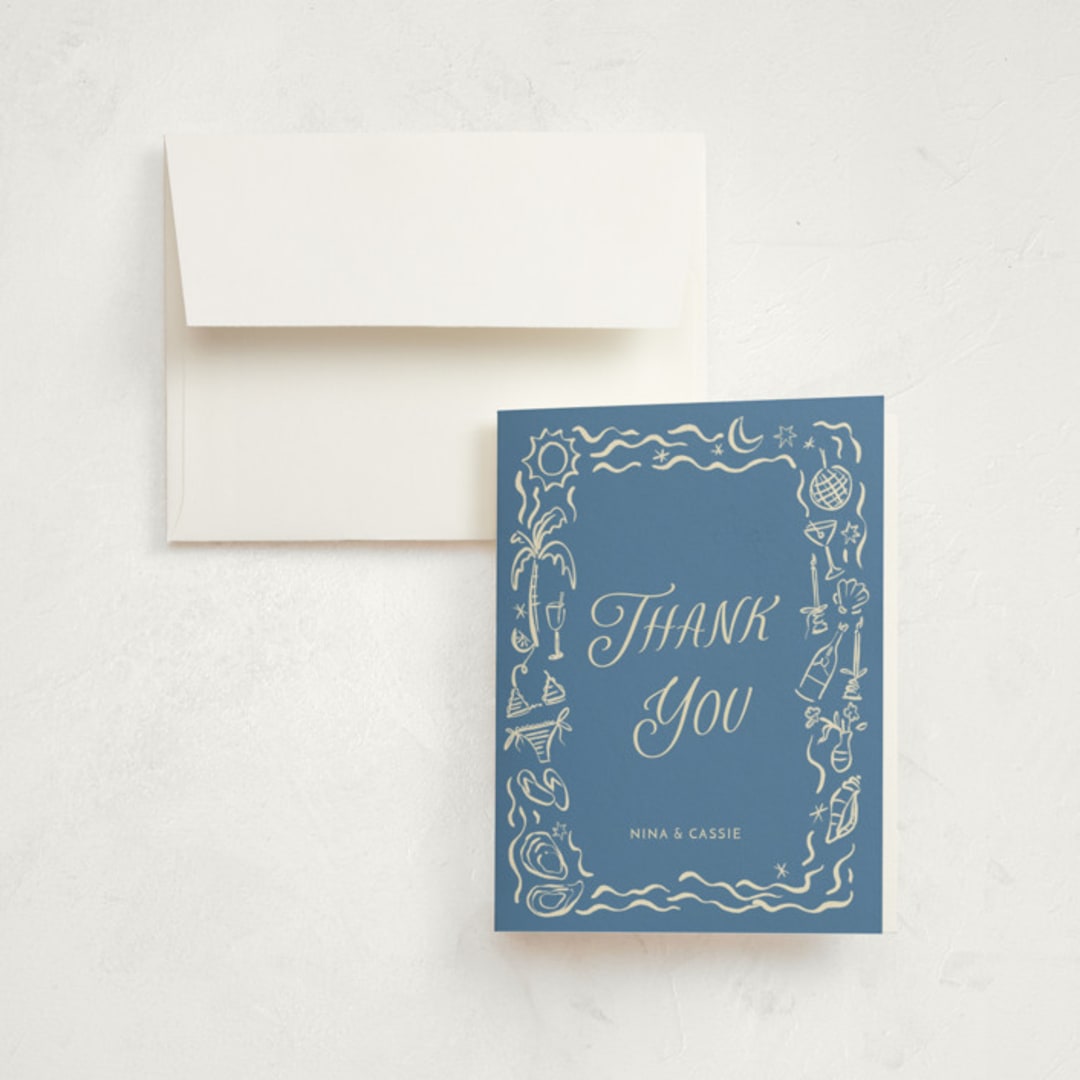 "On the Coast" - Graduation Thank You Cards in Sea by Pati Cascino - Front