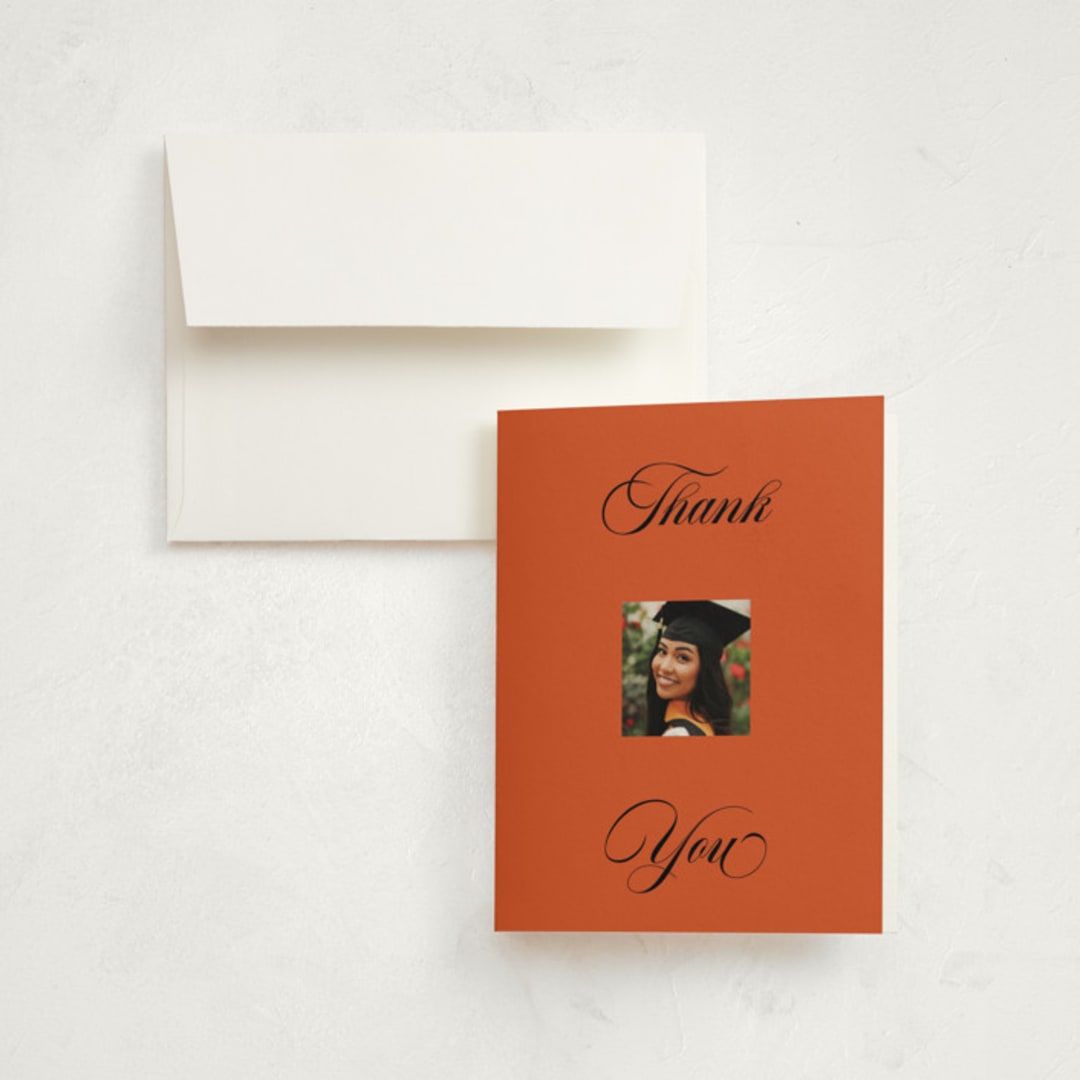 "Bold and Demure" - Graduation Thank You Cards in Amaro by Claire - Front