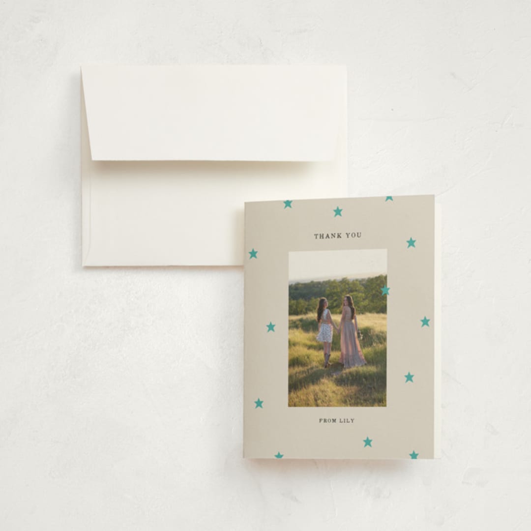 "Tiny Star Confetti" - Graduation Thank You Cards in Frost by Kercia Jane - Front