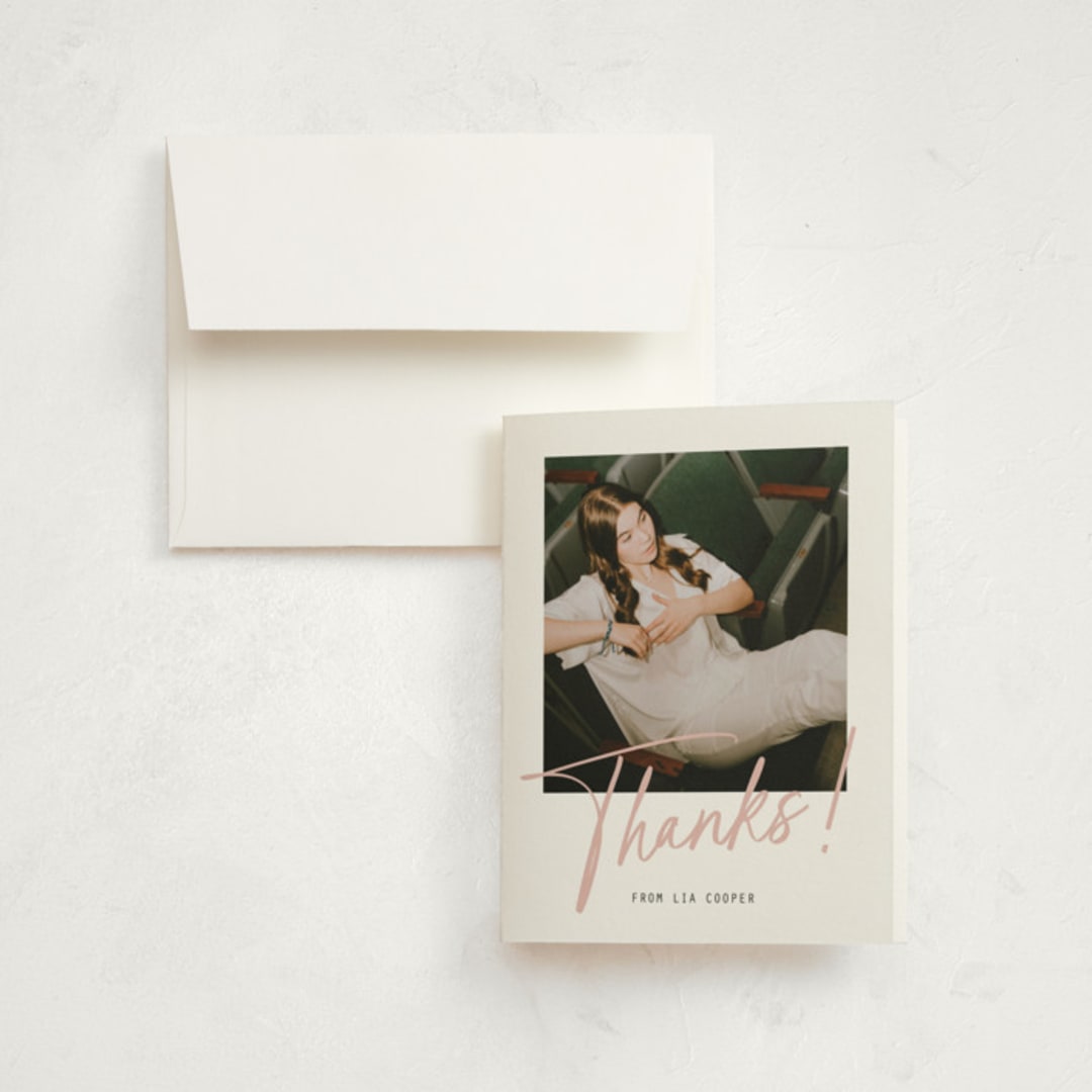 "Signature Snapshot" - Graduation Thank You Cards in Lipstick by Erin German - Front
