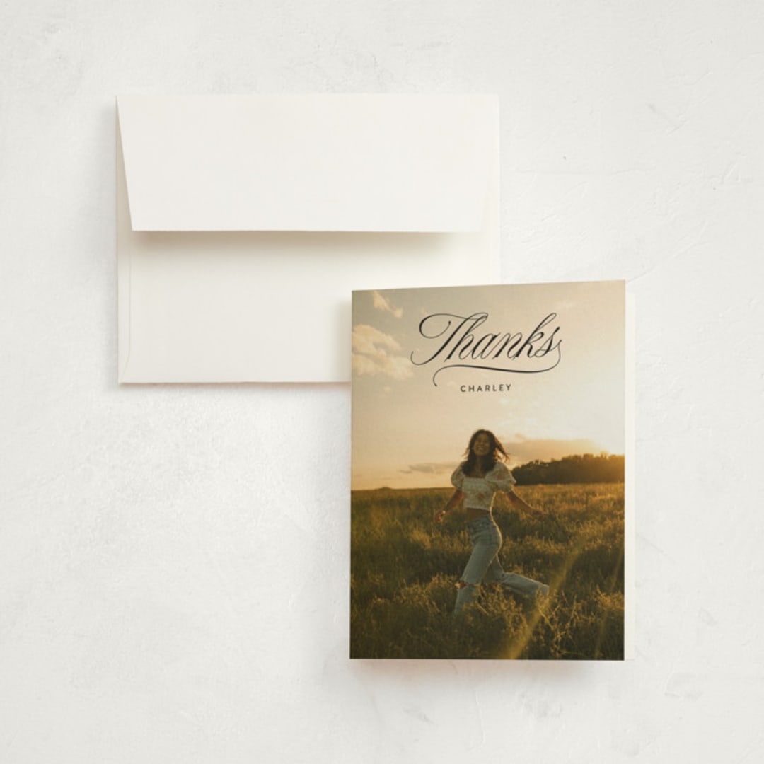 "Checked" - Graduation Thank You Cards in Cotton by Kate Ahn - Front