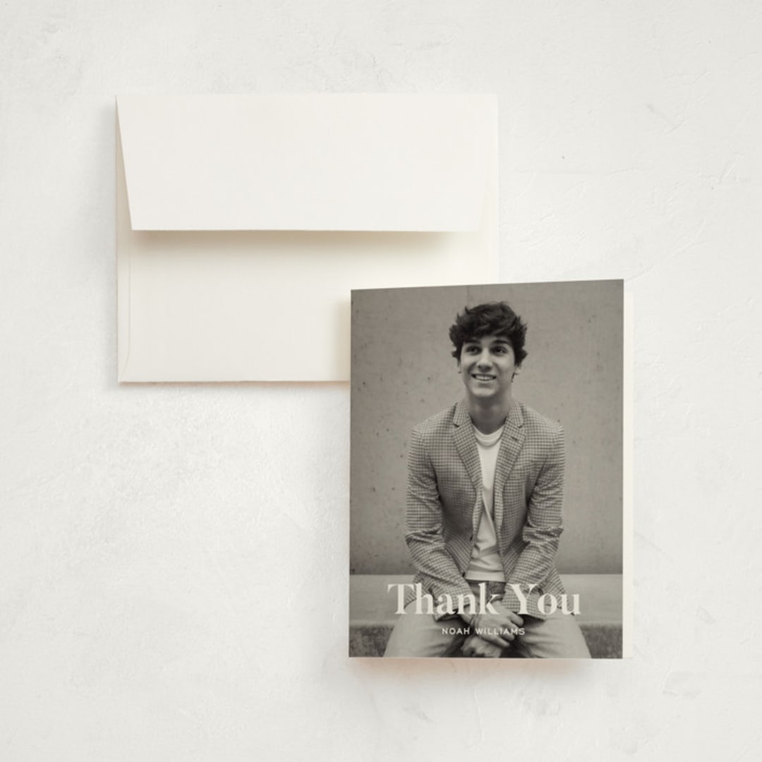 "Maple" - Graduation Thank You Cards in Tuxedo by Annie Shapiro - Front