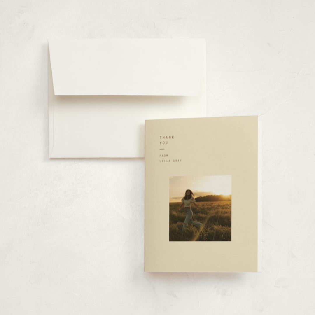 "leila" - Graduation Thank You Cards in Cream by Ellen Schlegelmilch - Front