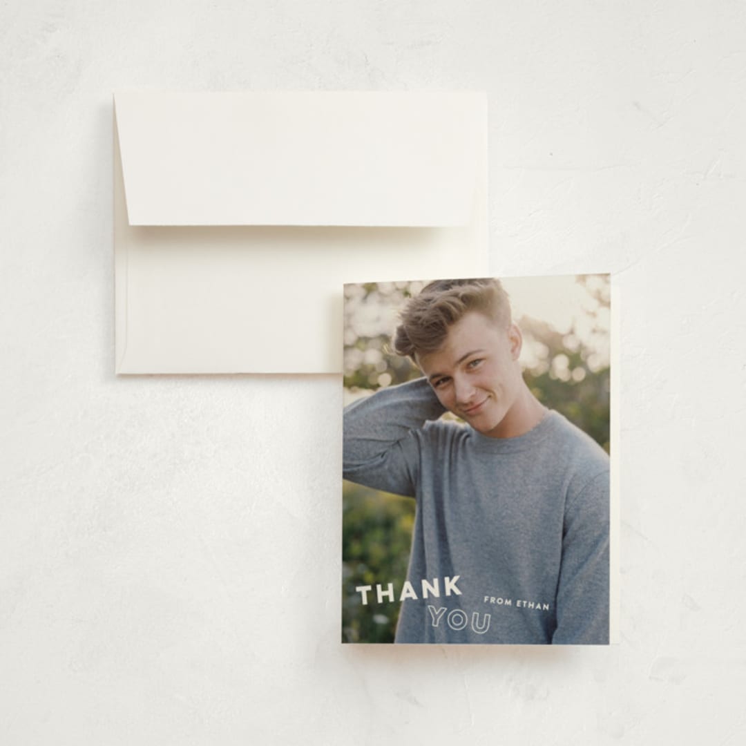 "next stop" - Graduation Thank You Cards in Pearl by Sara Hicks Malone - Front