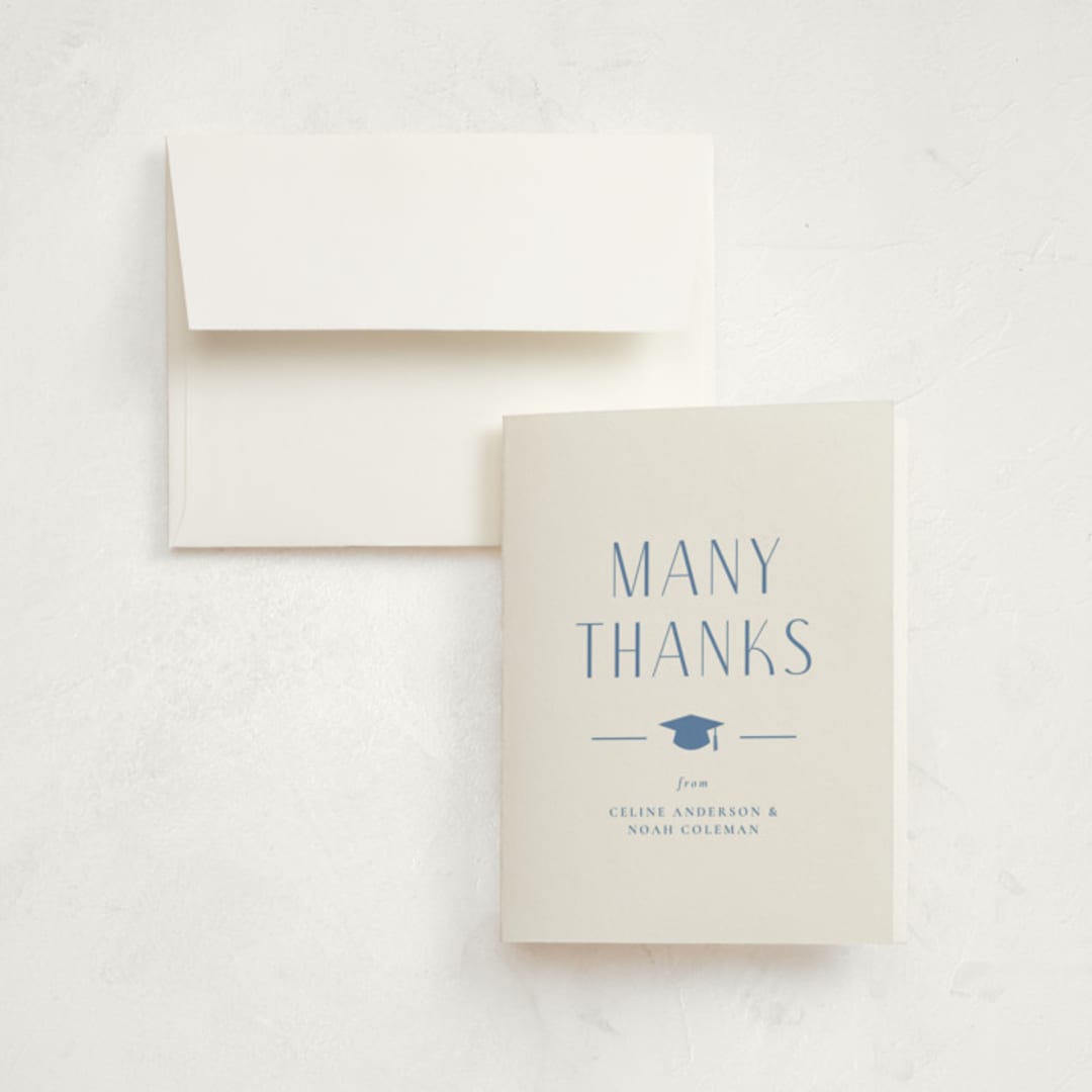 "Grad Duo" - Graduation Thank You Cards in Sky by Ana Sharpe - Front