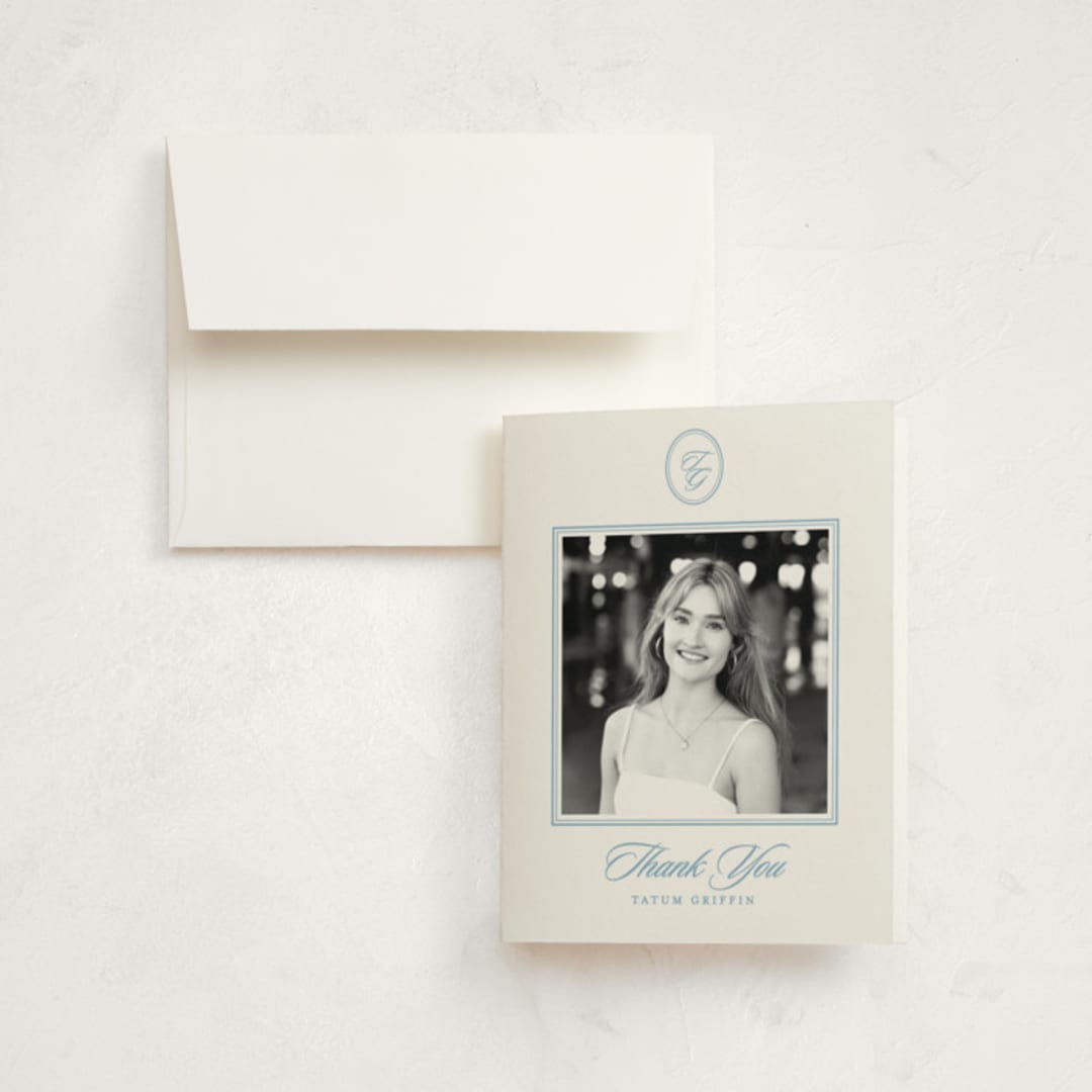 "Scripted" - Graduation Thank You Cards in Capri by Creo Study - Front