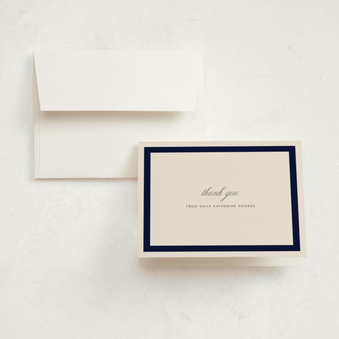 "Montauk" - Graduation Thank You Cards in Navy by Megan Davis - Front