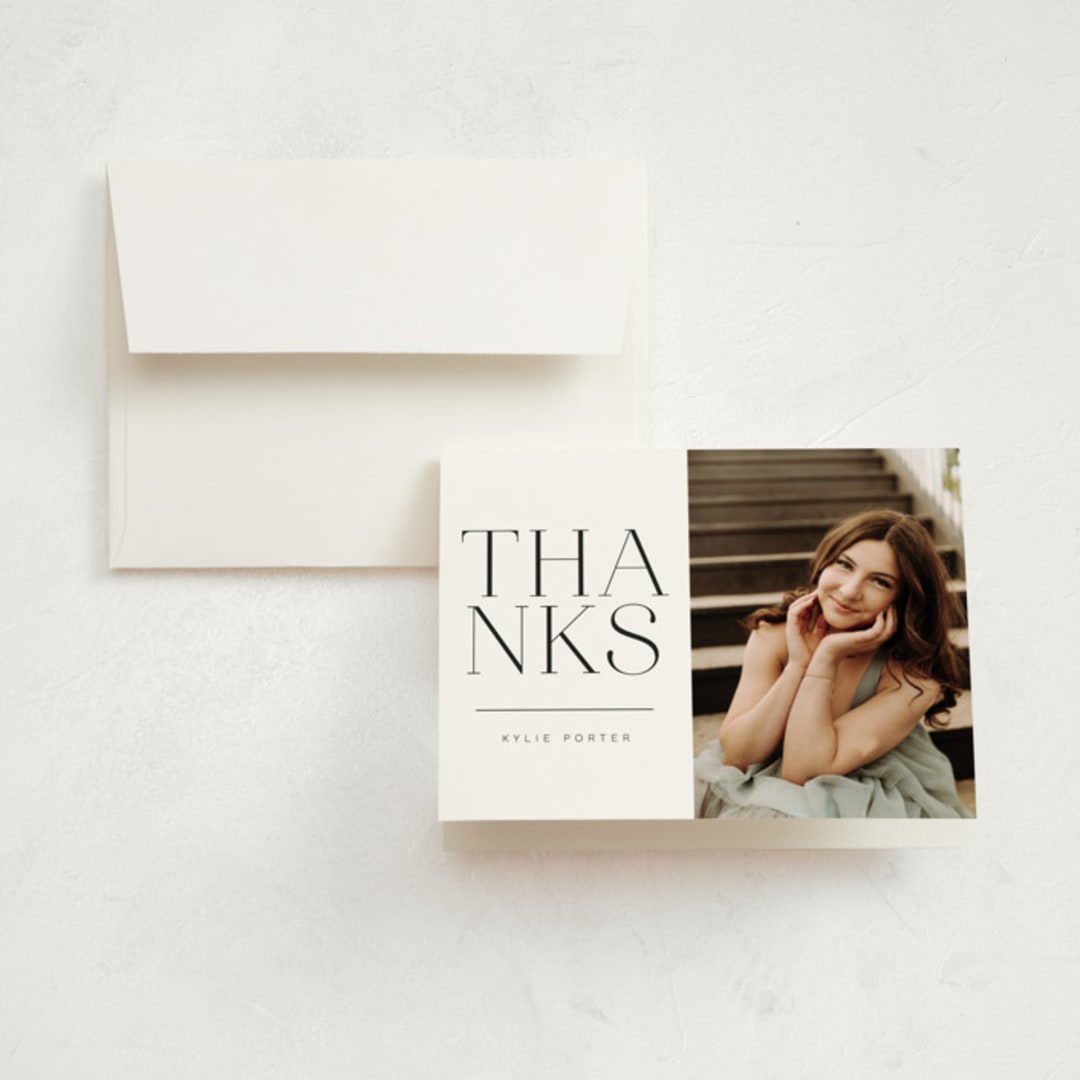 "Trim Edges" - Graduation Thank You Cards in Pearl by David Michuki - Front