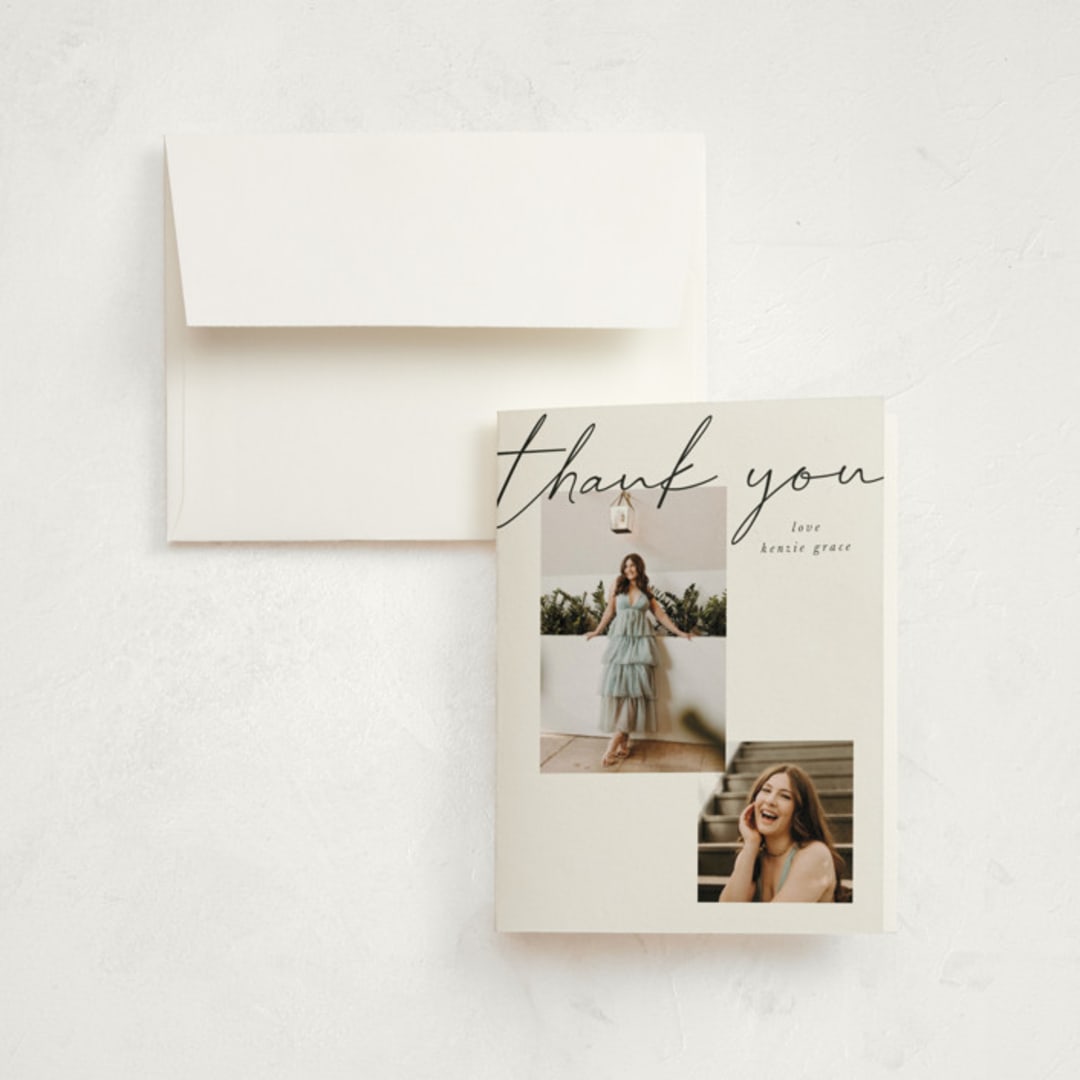 "Simple + Script" - Graduation Thank You Cards in Chalkboard by Kelly Watkins - Front