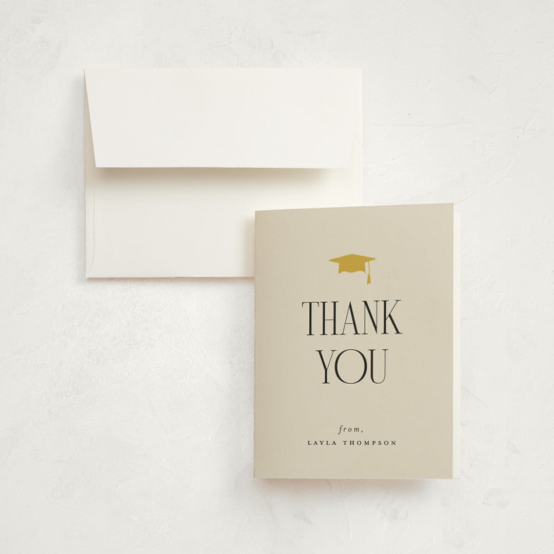 "Earned It" - Graduation Thank You Cards in Marigold by Louise Kay - Front