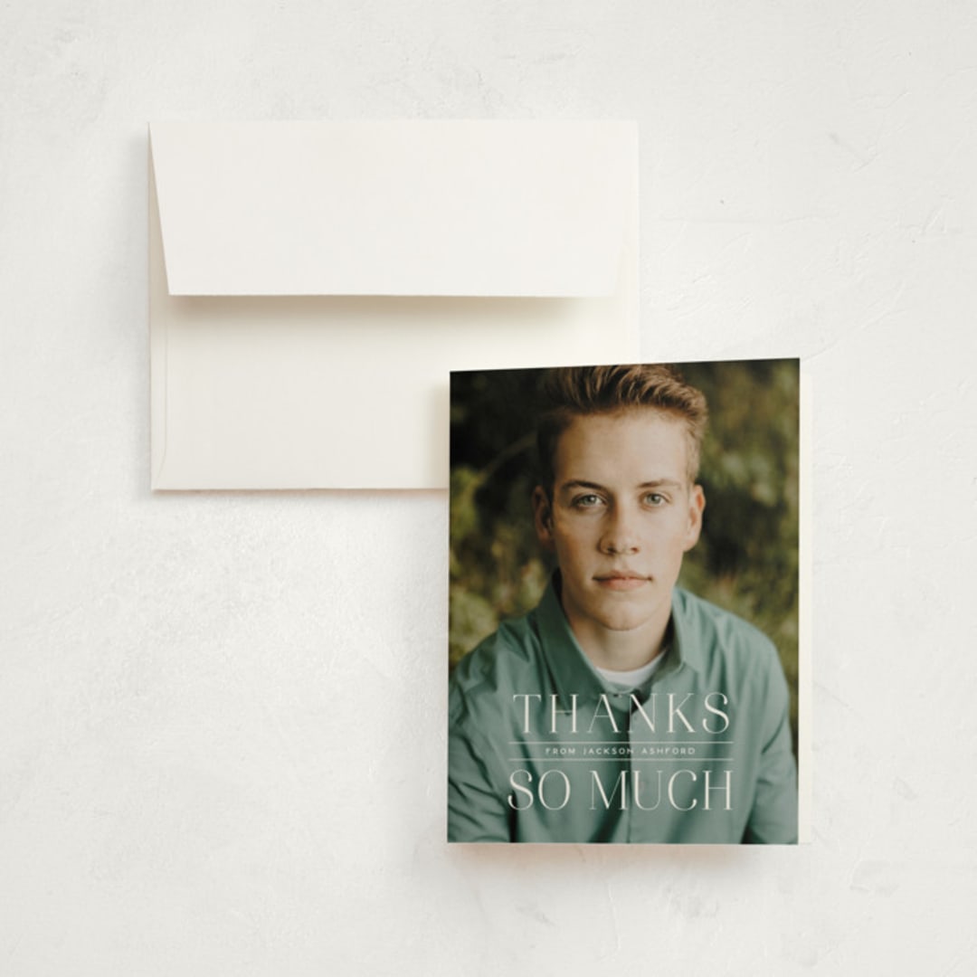 "Classy Stack" - Graduation Thank You Cards in Limestone by Erica Krystek - Front