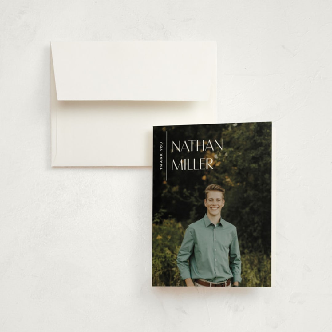 "Editorial Modern" - Graduation Thank You Cards in Chalk by Anupama - Front