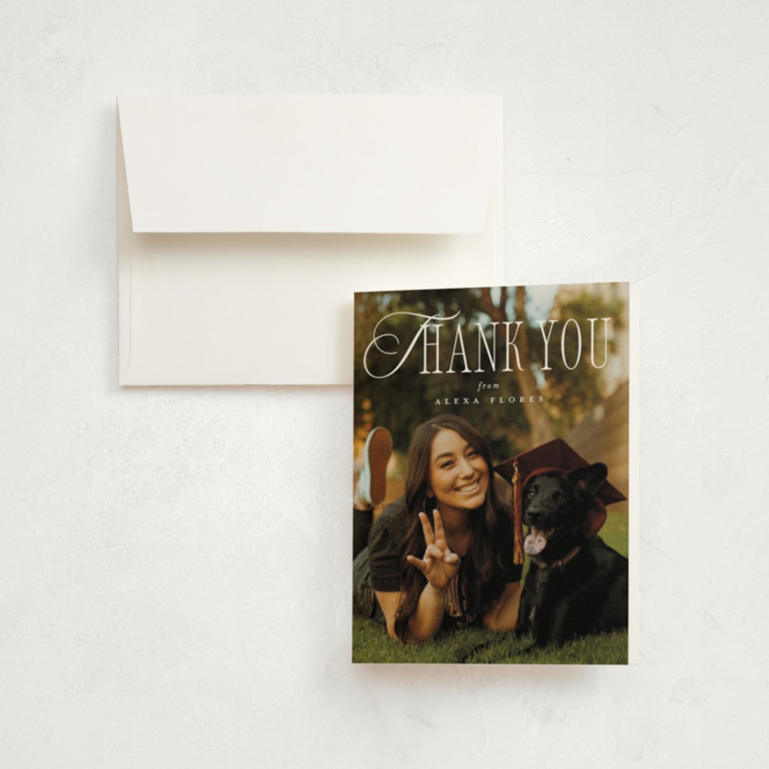 "Literary" - Graduation Thank You Cards in Sea Salt by Everett Paper Goods - Front