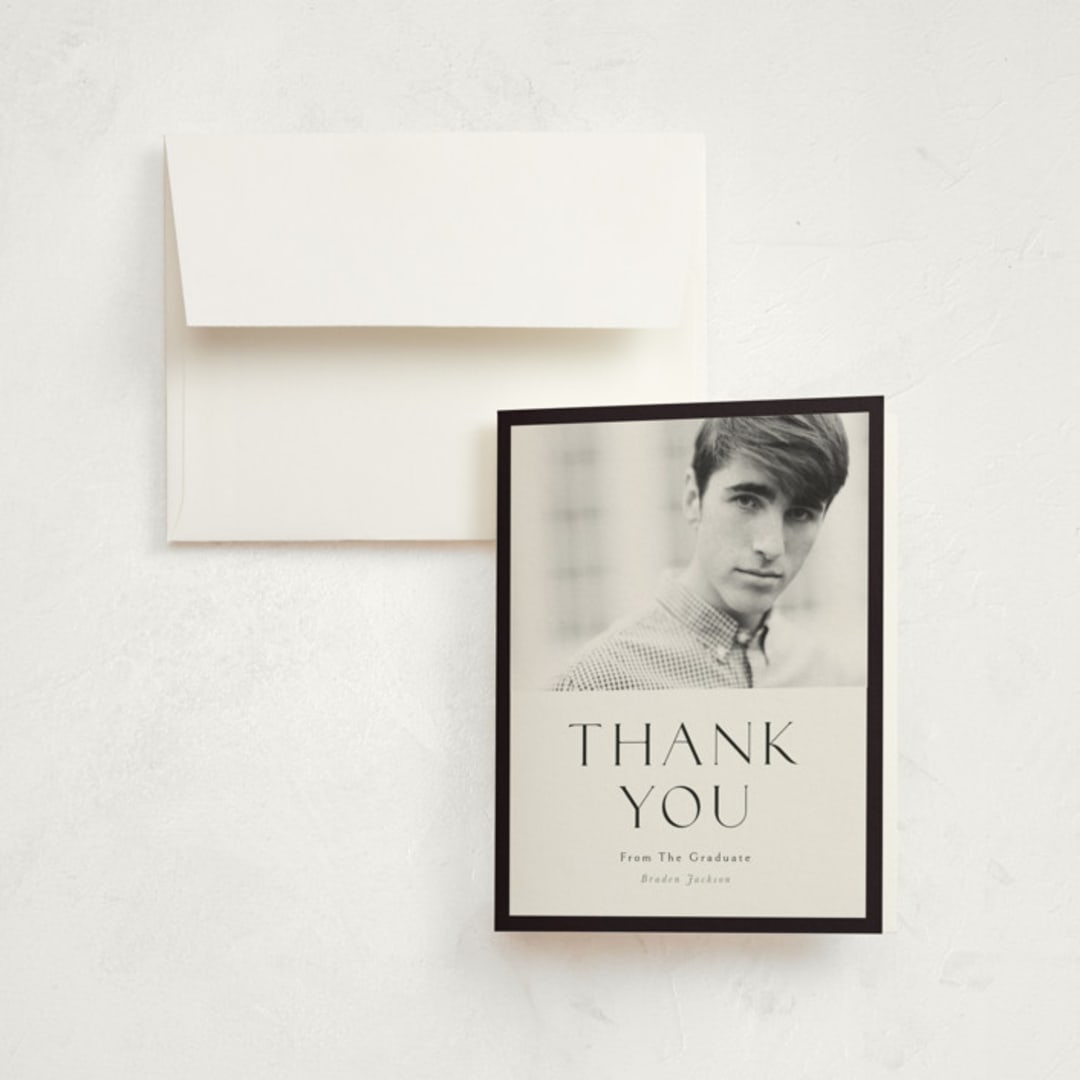 "Classy Graduate" - Graduation Thank You Cards in Salt by Stephanie Hawkes - Front