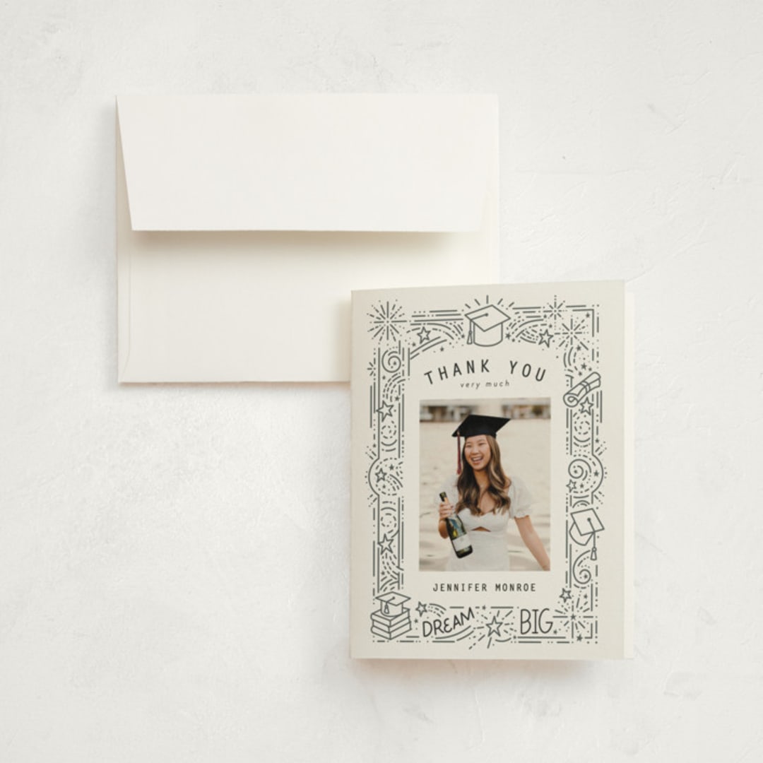 "Dream Big Grad" - Graduation Thank You Cards in Snow by Stephanie Hawkes - Front