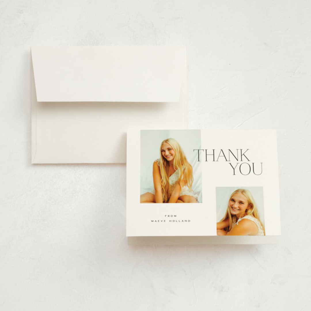 "editorial serif" - Graduation Thank You Cards in Cotton by Ellen Schlegelmilch - Front