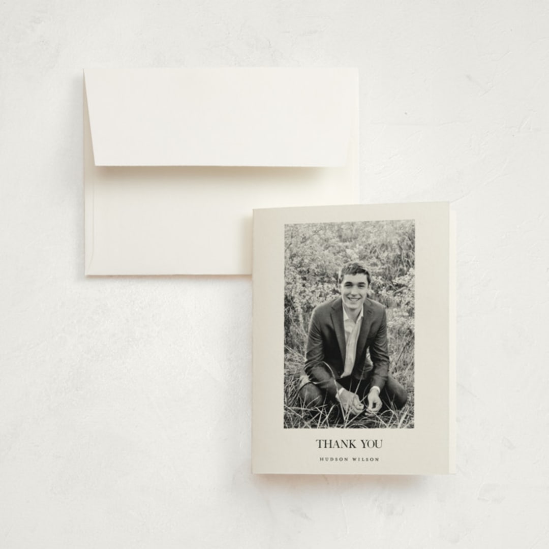 "Collegiate" - Graduation Thank You Cards in Onyx by Benita Crandall - Front