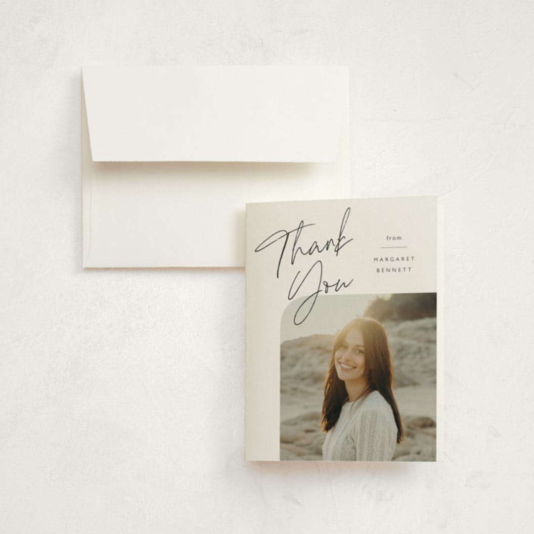 "Rounded Double" - Graduation Thank You Cards in Cotton by Carolyn MacLaren - Front