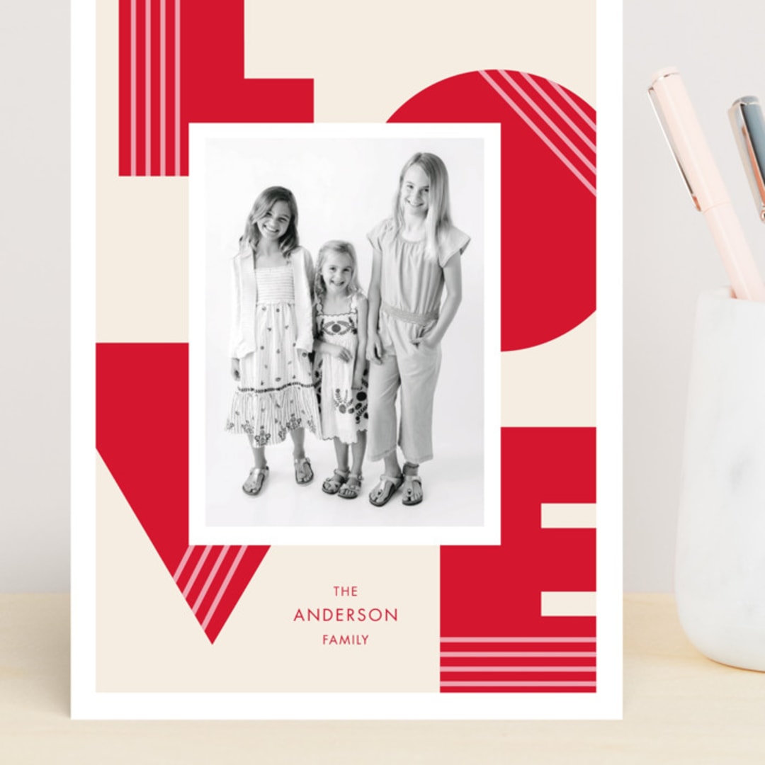 "mod" - Valentine's Day Cards in Strawberry by Megan Cash - Front