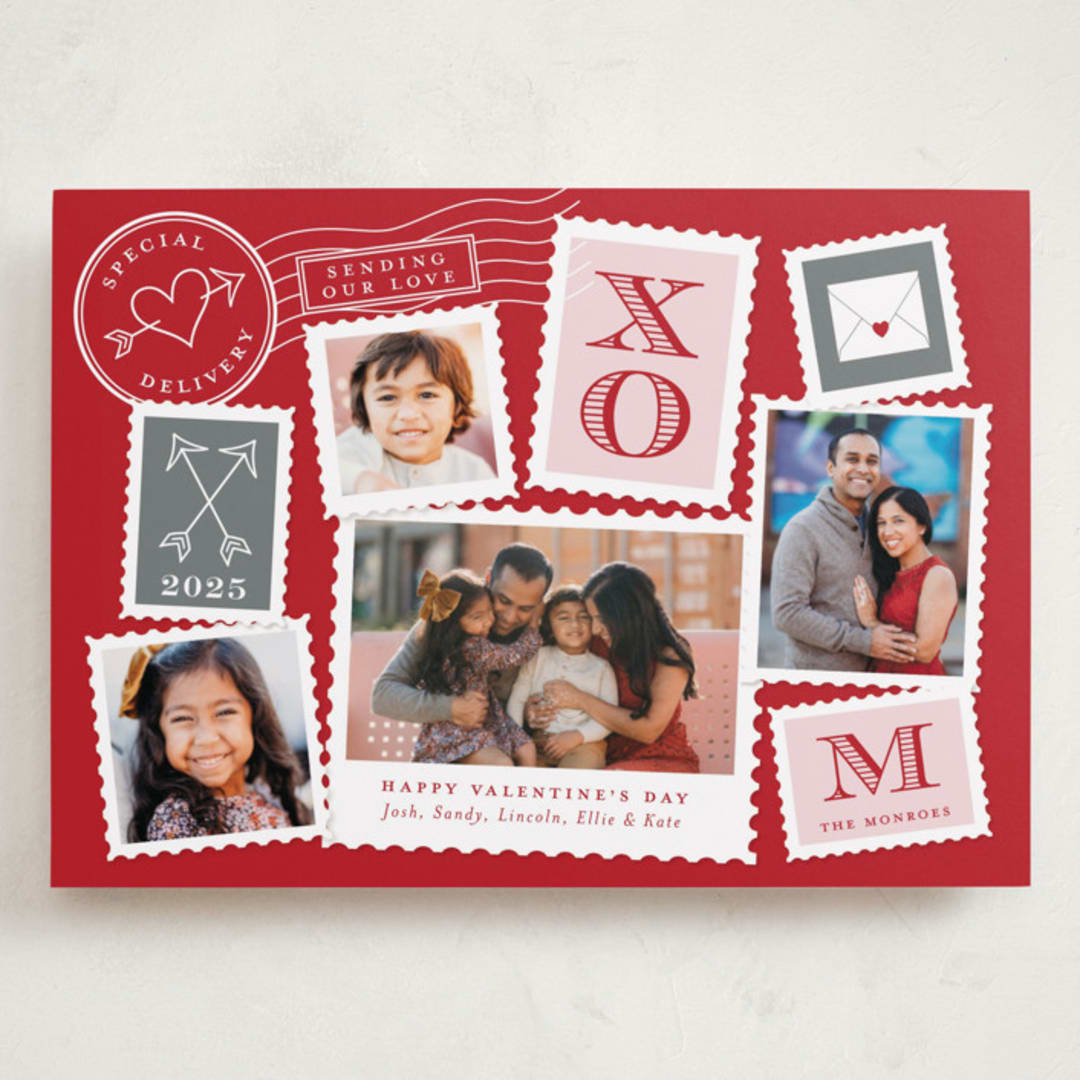 "Postmark" - Valentine's Day Cards in Paprika by Sarah Brown - Front