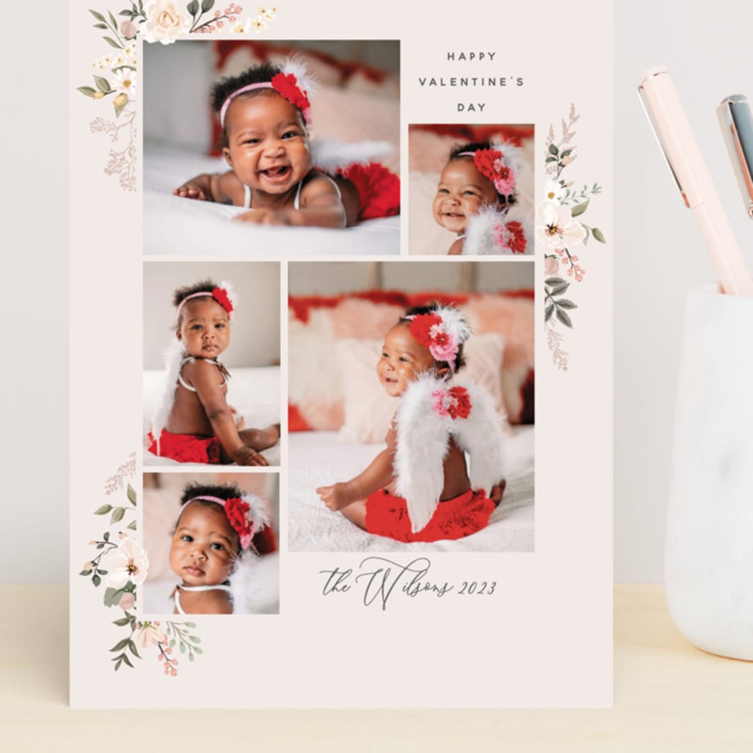 "Valentine Floral" - Valentine's Day Cards in Cookie Dough by Susan Moyal - Front