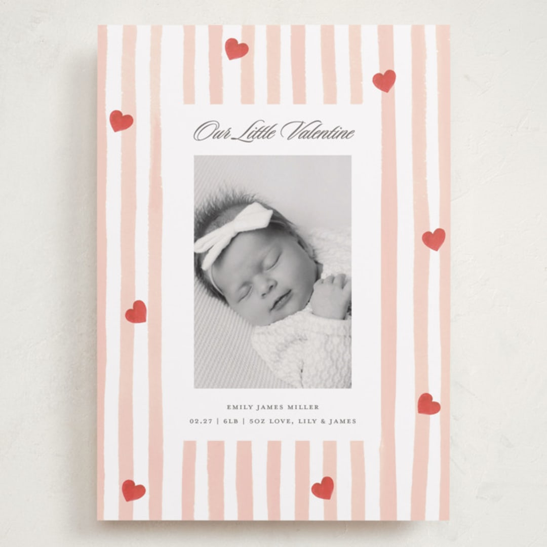 "Stripes and Hearts" - Valentine's Day Cards in Blush by Teju Reval - Front