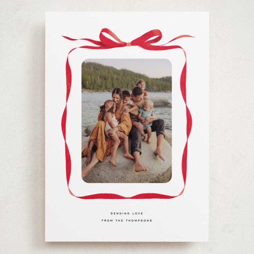 "Bow" - Valentine's Day Cards in Crimson by Olivia Kanaley Inman - Front