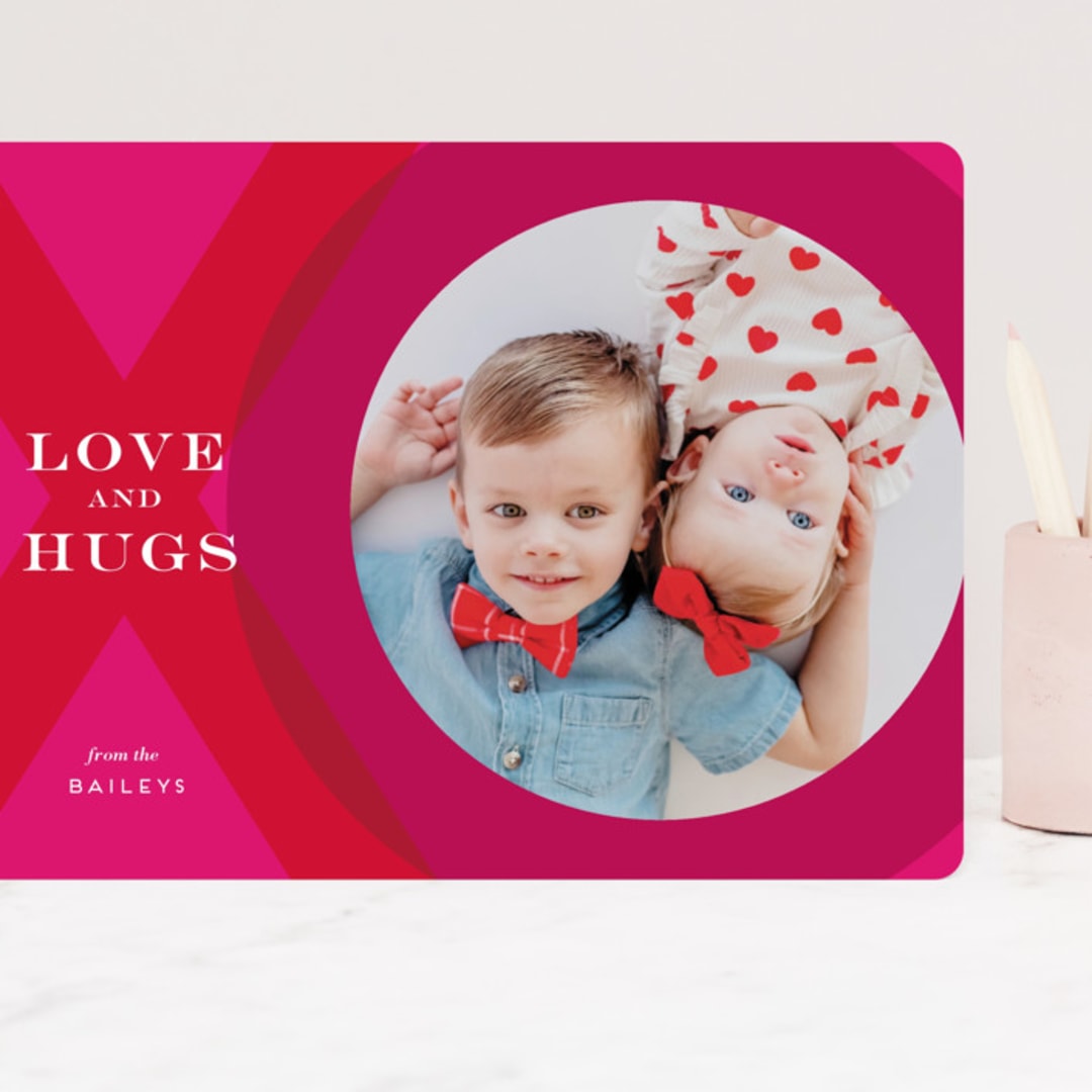 "XO Photo Frame" - Valentine's Day Cards in Magenta by Penny Eversole - Front