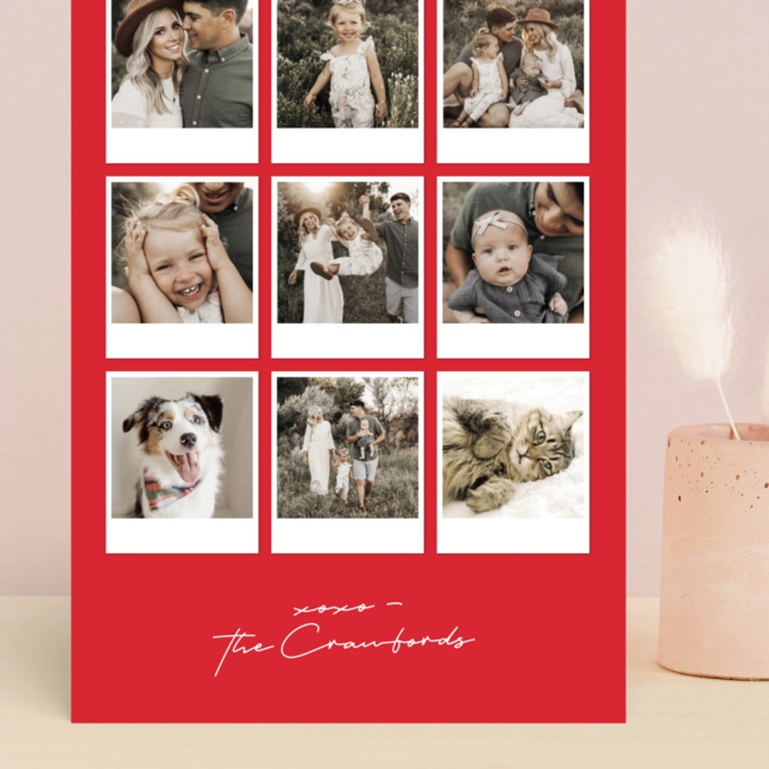 "Polaroid Page" - Valentine's Day Cards in Crimson by Lisa McLean - Front