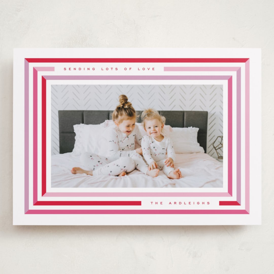 "Candy Stripes" - Valentine's Day Cards in Cherry by Kristie Kern - Front