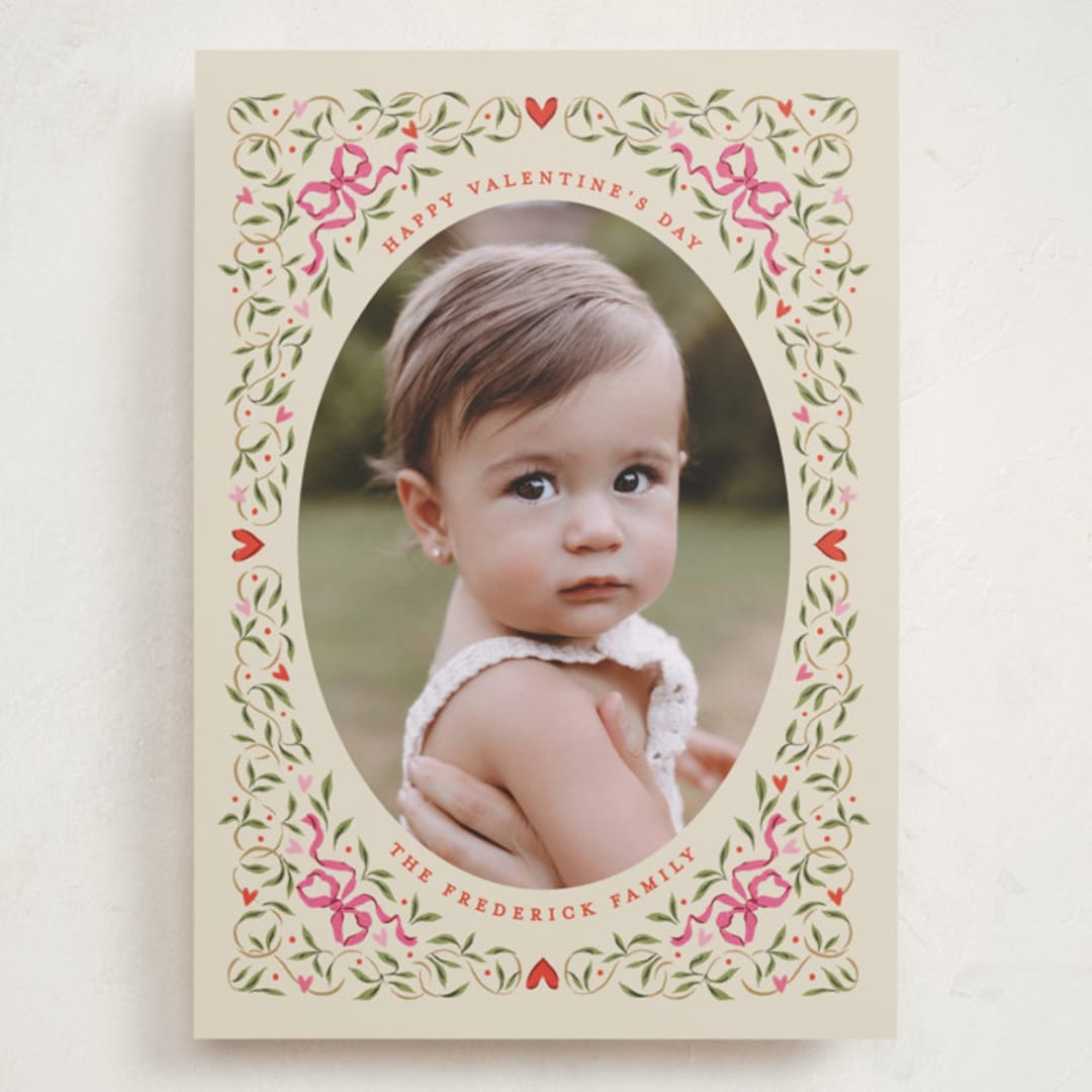 "Corner Bow Frame" - Valentine's Day Cards in Latte by Jackie Crawford - Front