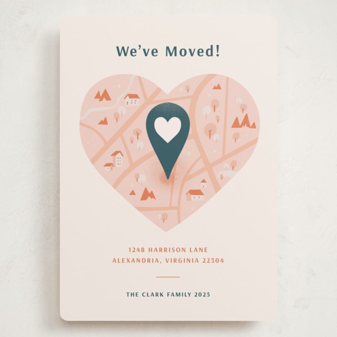 "Heart Map" - Valentine's Day Cards in Blush by Heather Francisco - Front
