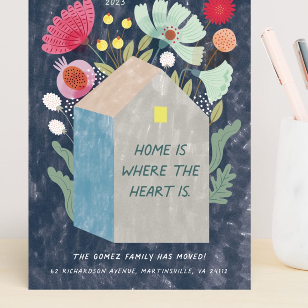 "Home" - Valentine's Day Cards in Navy by Eve Schultz - Front