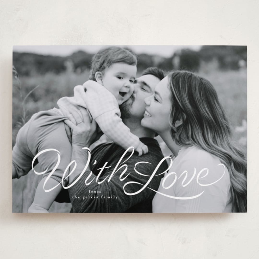 "Ribbon script" - Valentine's Day Cards in Snow by Lea Delaveris - Front