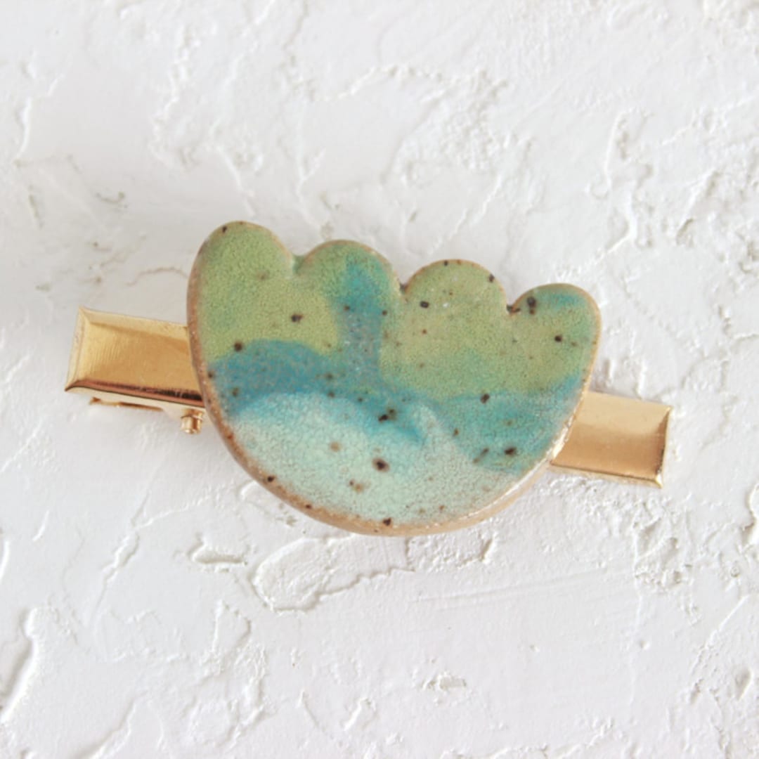 "Abstract Scallop Hair Clip" - Hair Clip in multicolor by Quiet Clementine