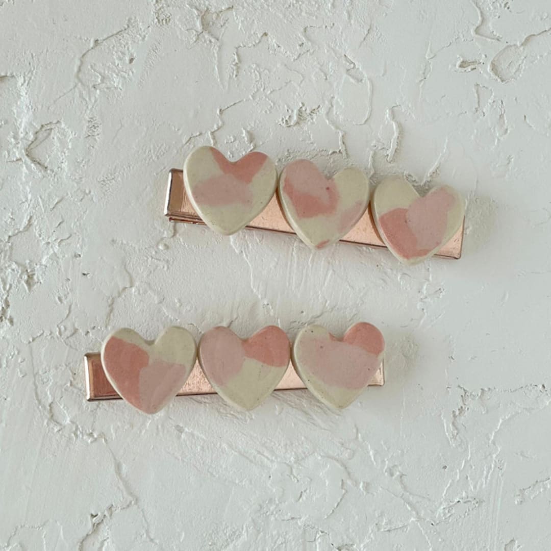 "Terrazzo Heart Hair Clip Set" - Hair Clip in multicolorassorted-colors by Quiet Clementine
