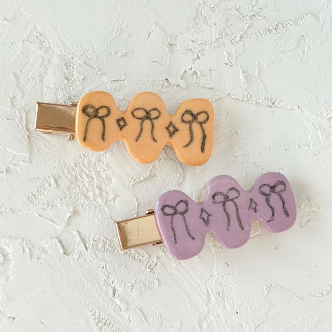 "Funky Bow Hair Clip Set" - Hair Clip in multicolor by Quiet Clementine